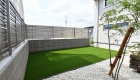 愛知県幸田町の新築エクステリア;お手入れ簡単！家族でつろげるお庭のあるモダン外構