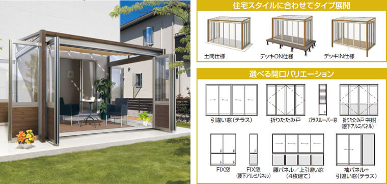 おしゃれなサンルーム 三協アルミ:ハピーナ|愛知県豊明市、知立市を中心に三河地区№1スタッフ数のエクステリア・外構 ライフ・ランド