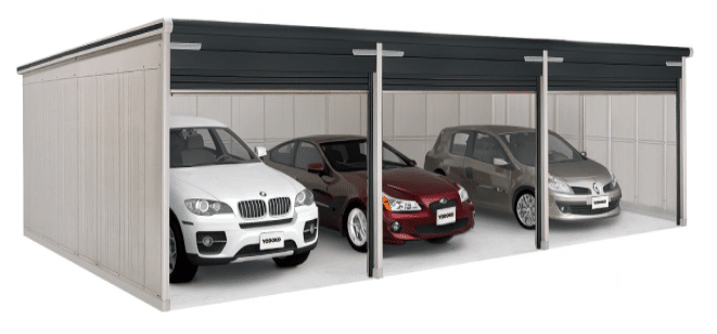 車3台が収容された複数台対応のラヴィージュⅢ