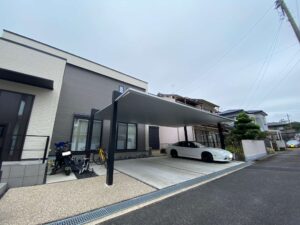 岡崎市の外構リフォーム：三協アルミのカーポートFⅡを採用した外構